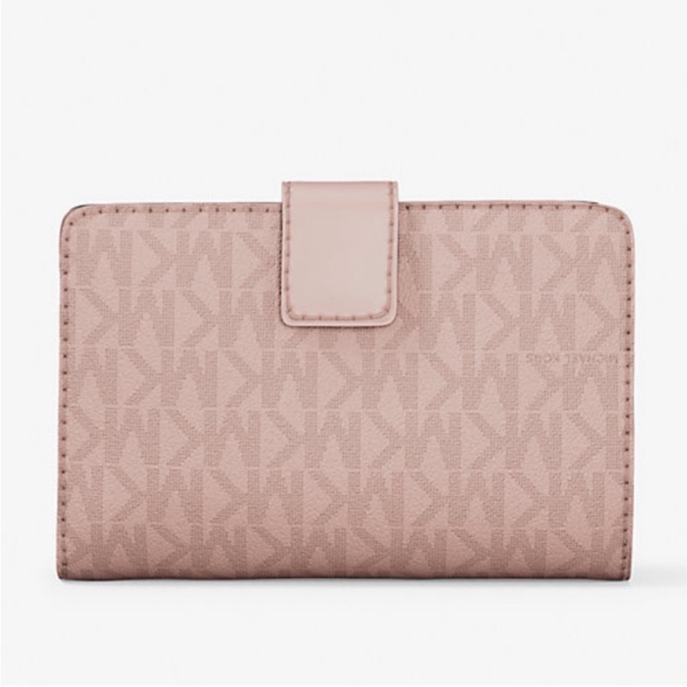 MICHAEL KORS Jet Set Travel Signature Medium Bifold Wallet Powder Blush - Picture 7 of 13